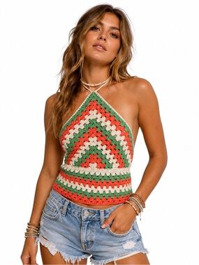 Handmade Crochet Granny Square Halter Top